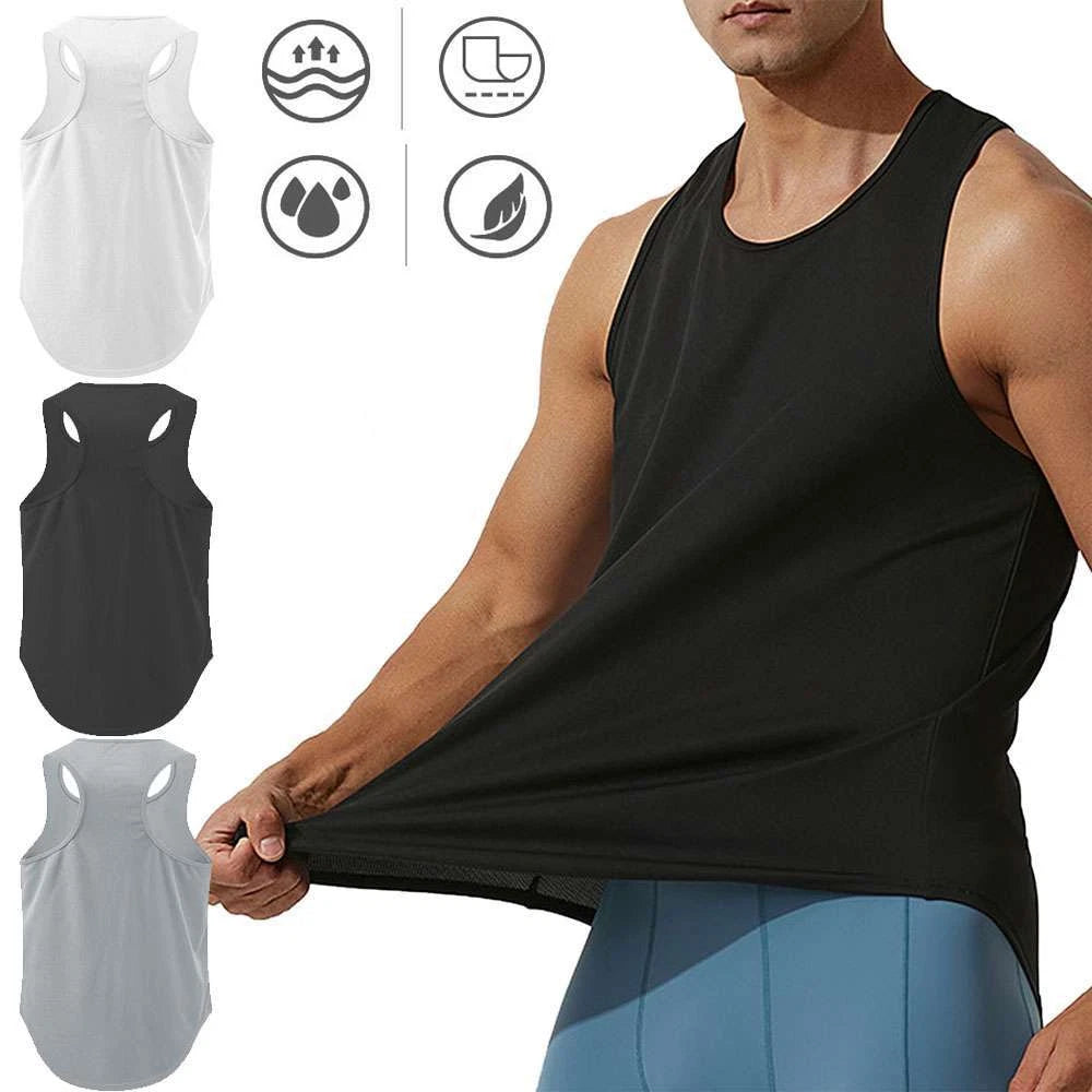 Summer Men's Tank Top Quick Dry Workout Gym Muscle Tee Fitness Sleeveless Shirt