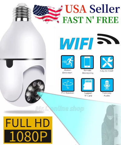 360° 1080P IP E27 Light Bulb Camera Wi-Fi IR Night Smart Home Wireless Security