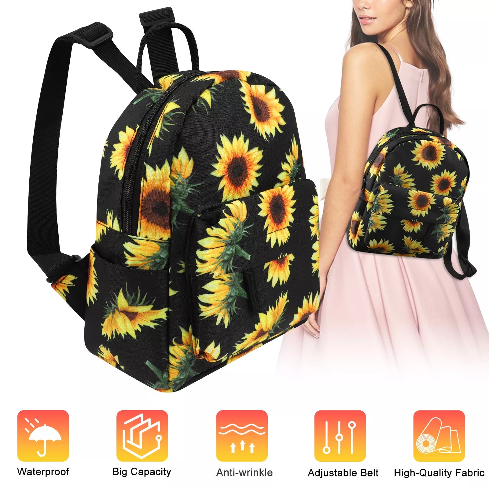 Mini Waterproof Backpack Women Purse Shoulder Rucksack Travel Pouch Bag Handbag