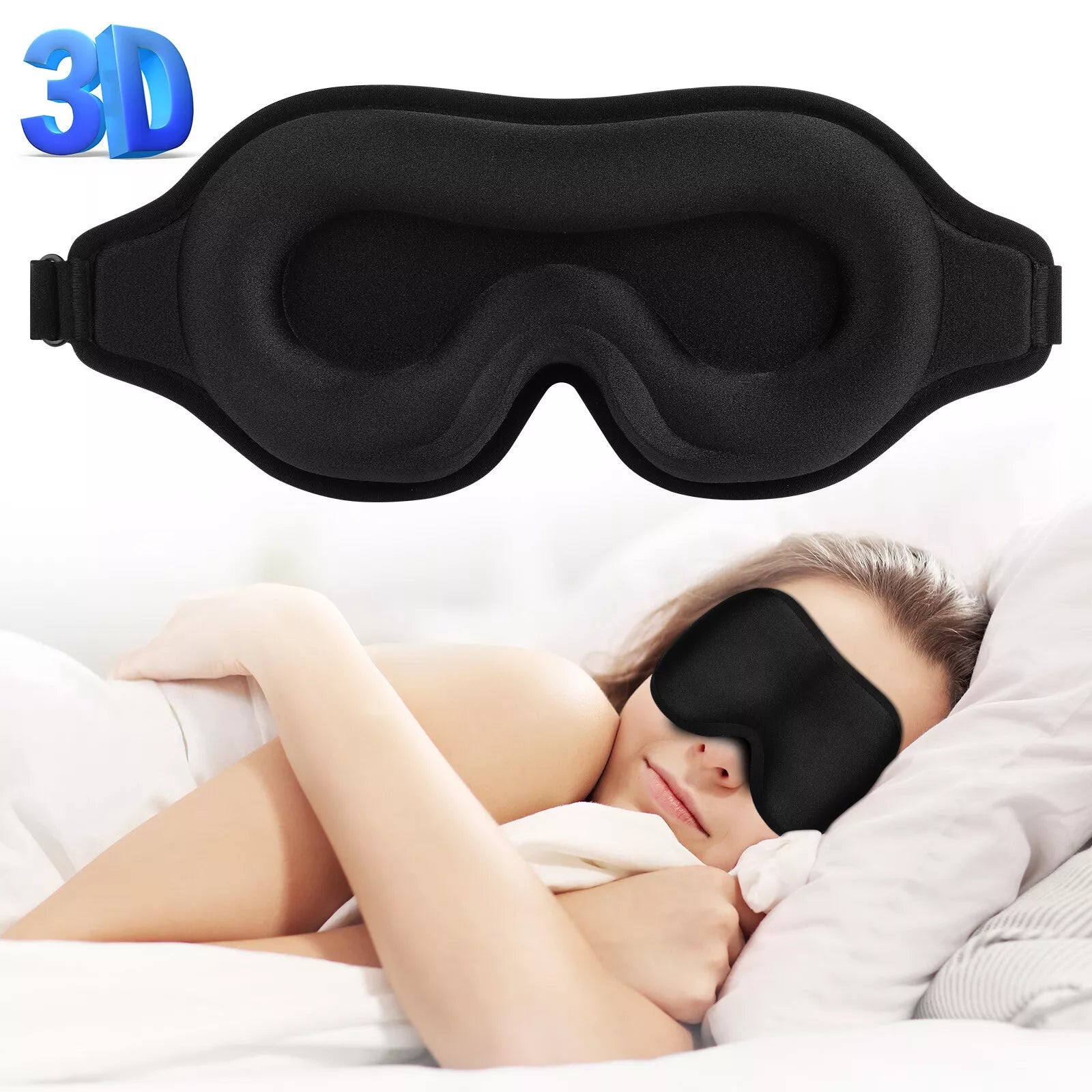 3D Travel Silk Eye Mask Sleeping Soft Padded Shade Cover Breathable Blindfold