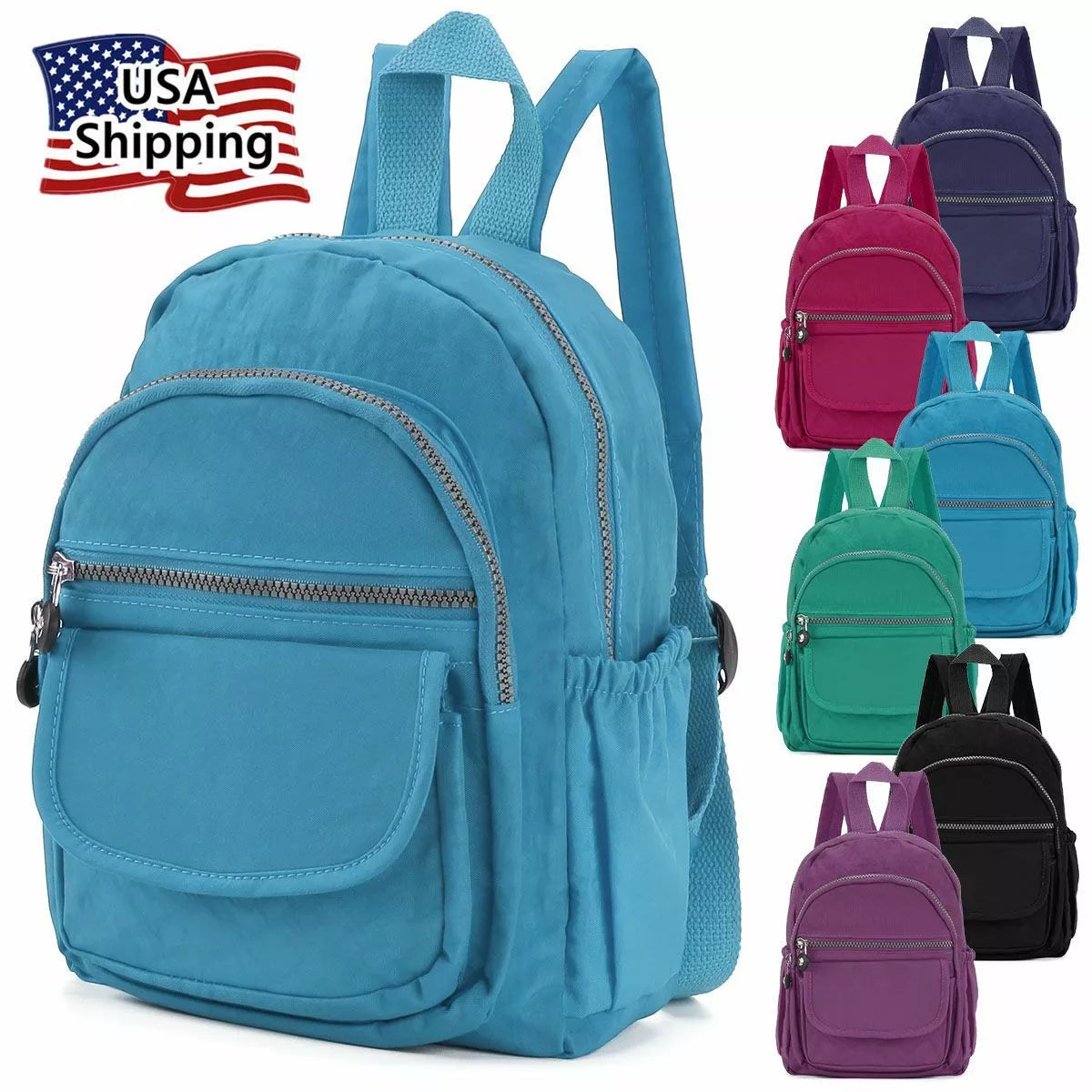 Waterproof Mini Backpack Women Purse Nylon Shoulder Rucksack Small Bag Travel US