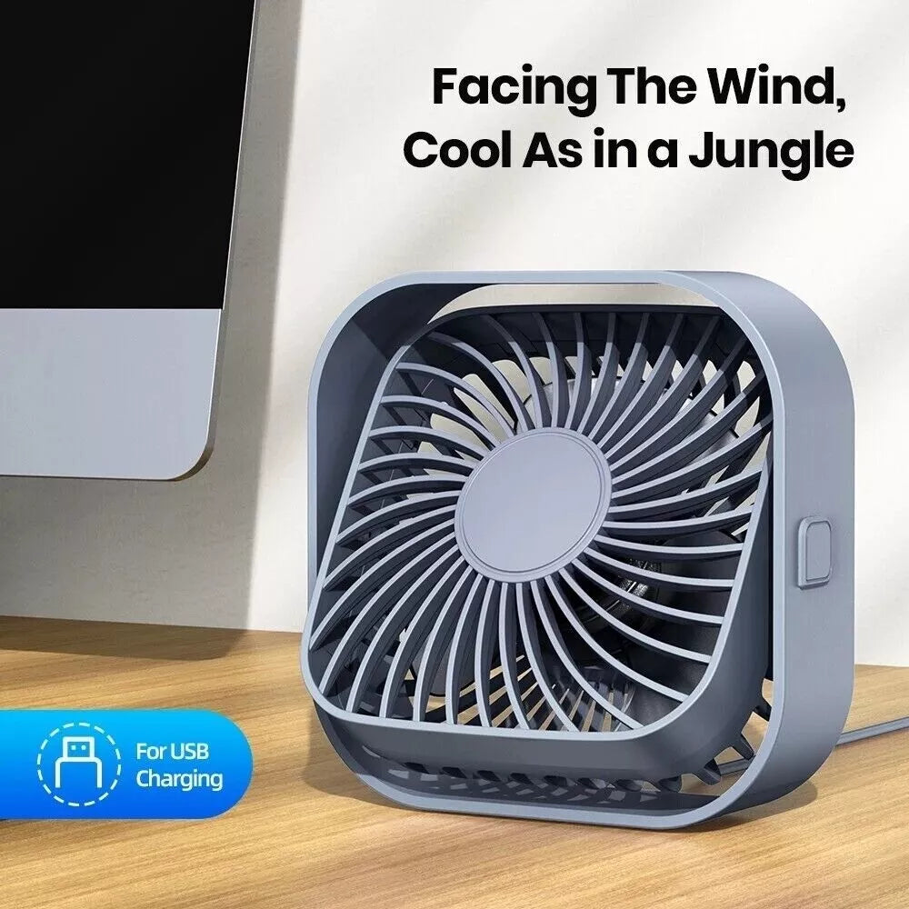 TOPK Mini Portable USB Desk Fan Table Strong Airflow &Quiet Operation 3 Speed
