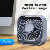 TOPK Mini Portable USB Desk Fan Table Strong Airflow &Quiet Operation 3 Speed