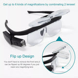LED Jewelers Magnifying Glasses Headband Magnifier Illuminated Visor With 3 Lens
