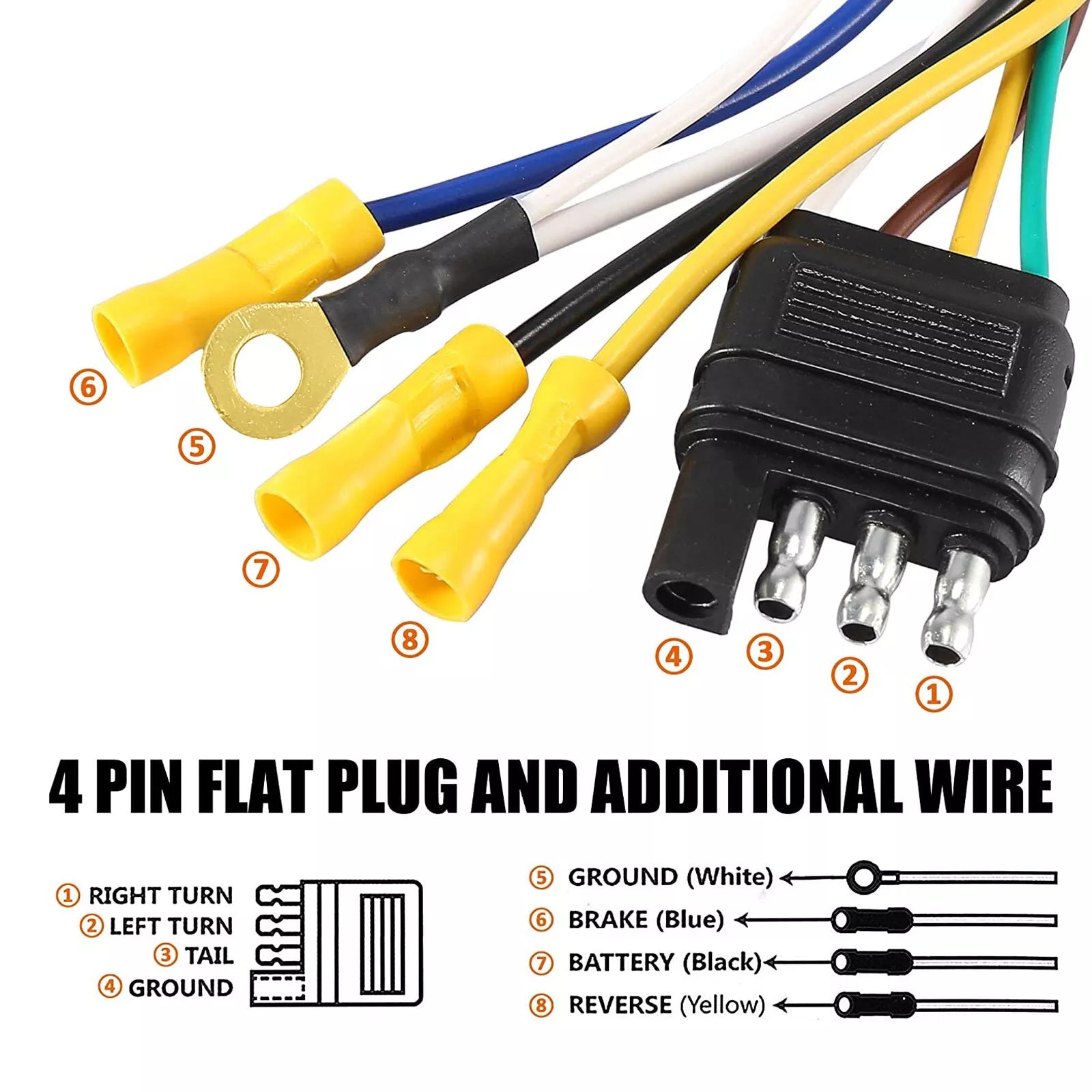 4 Pin to 7 Way Trailer Truck Adapter Converter Wiring Plug with Mounting Bracket