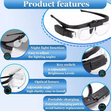 LED Jewelers Magnifying Glasses Headband Magnifier Illuminated Visor With 3 Lens