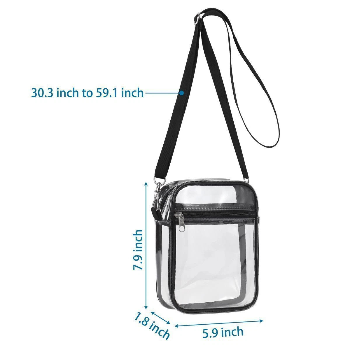 Women Clear PVC Tote Crossbody Bag Transparent Adjustable Handbag Purse Stadium