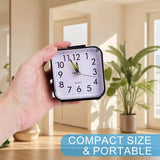 Travel Alarm Clock - Silent Analog, Battery Operated, No Ticking, with Light