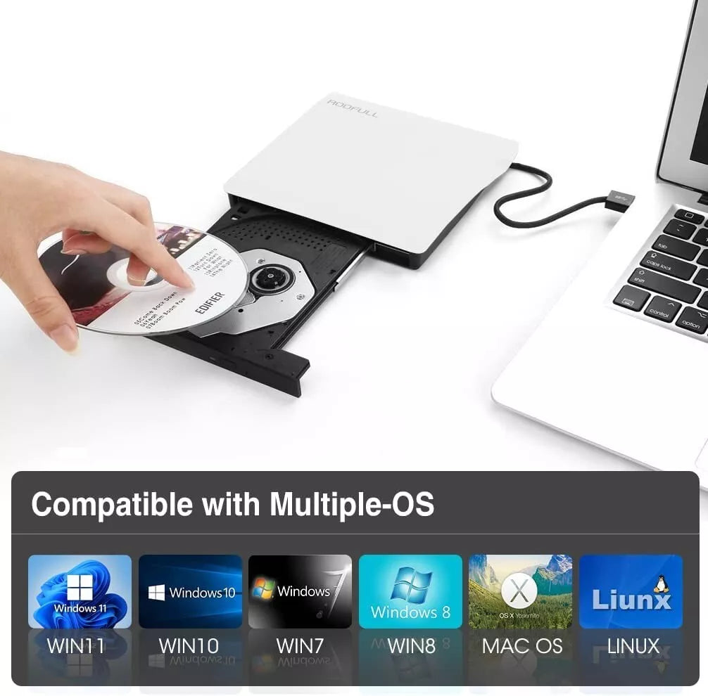 Slim External CD DVD Drive USB 3.0 Disc Player Burner Writer For Mac Laptop PC