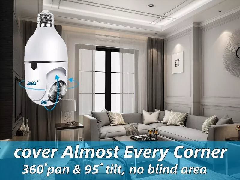 360° 1080P IP E27 Light Bulb Camera Wi-Fi IR Night Smart Home Wireless Security