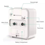 Travel Alarm Clock - Silent Analog, Battery Operated, No Ticking, with Light