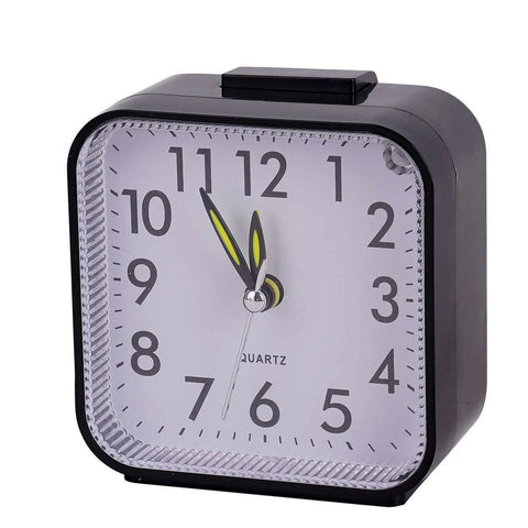 Travel Alarm Clock - Silent Analog, Battery Operated, No Ticking, with Light