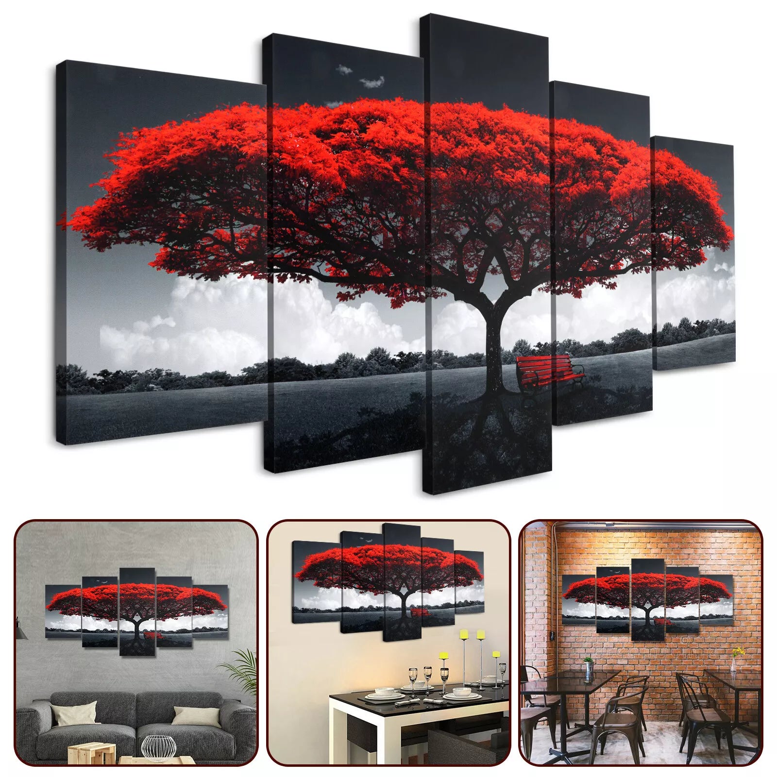 5Pcs Canvas Print Paintings Landscape Pictures Wall Art Modern Living Room Decor
